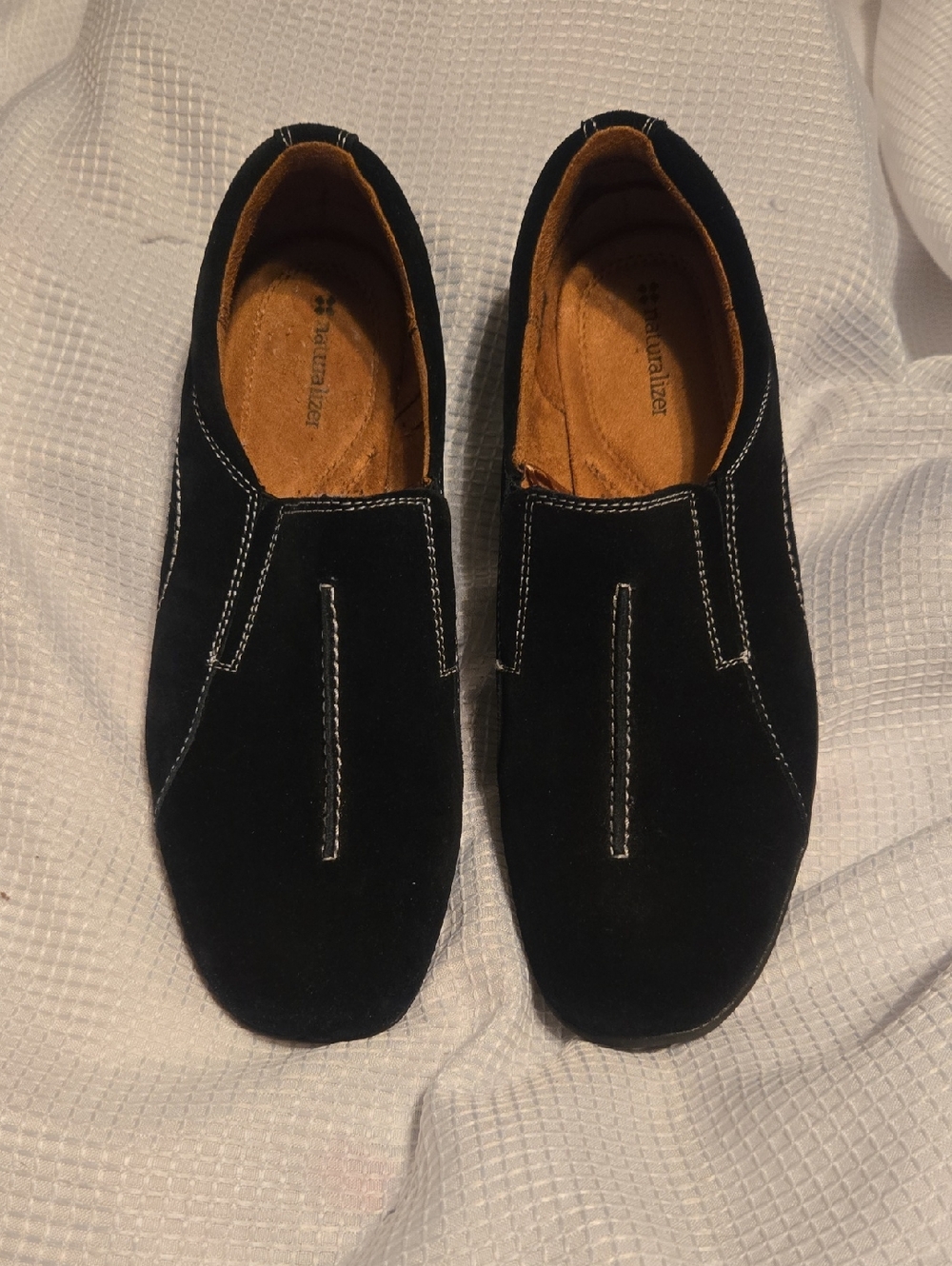 Naturalizer Black Leather/Suede Slip on Shoes Size 10M